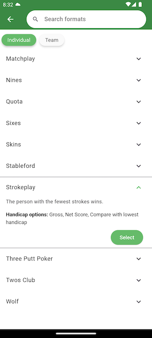 Add Strokeplay format