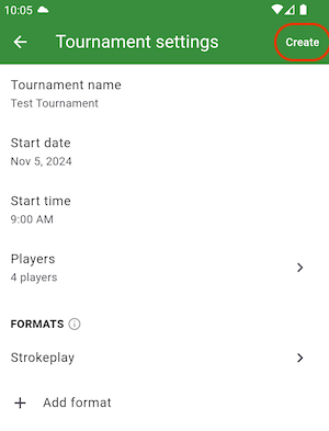 Create tournament